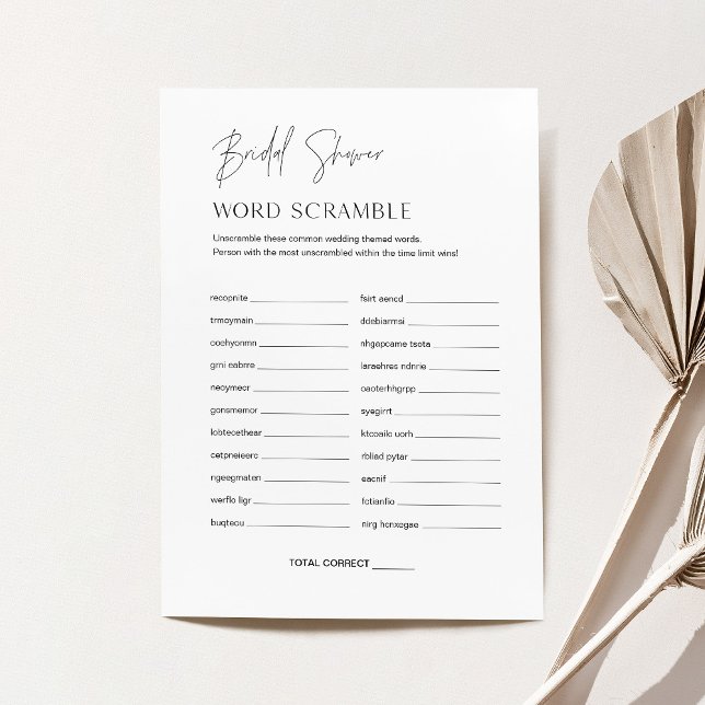 HARLOW Word Scramble Bridal Shower Game Card (Creator Uploaded)