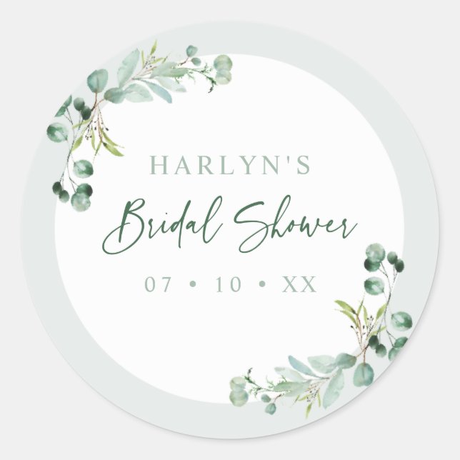HARLYN Eucalyptus Bridal Shower Favour Sticker (Front)