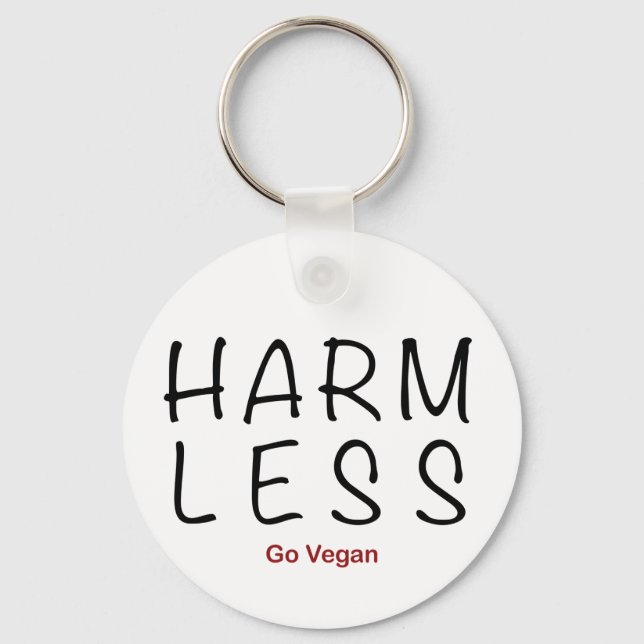 Harm Less - Go Vegan Keychain (Front)