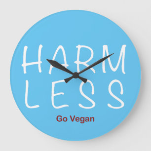 Harm Less - Go Vegan (Light Version) Large Clock