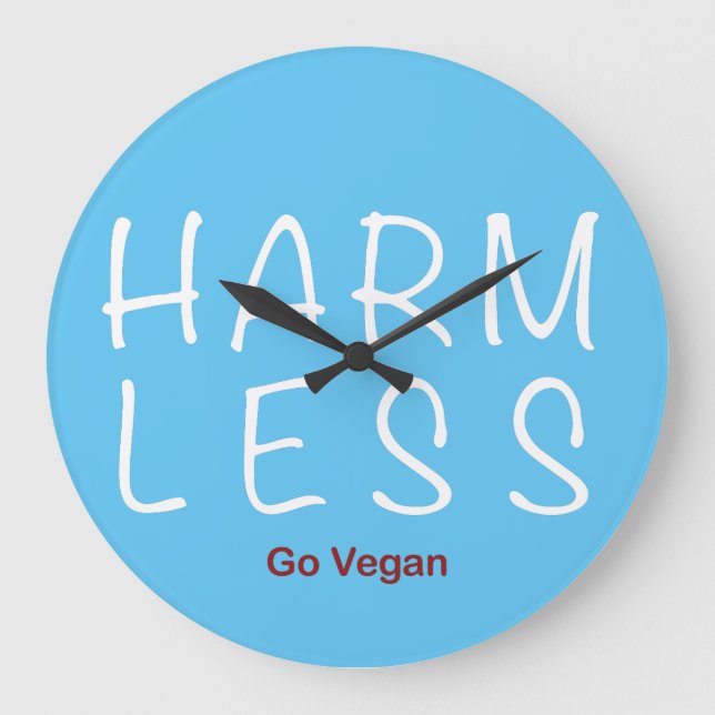 Harm Less - Go Vegan (Light Version) Large Clock (Front)