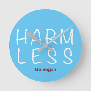 Harm Less - Go Vegan (Light Version) Round Clock