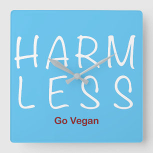 Harm Less - Go Vegan (Light Version) Square Wall Clock