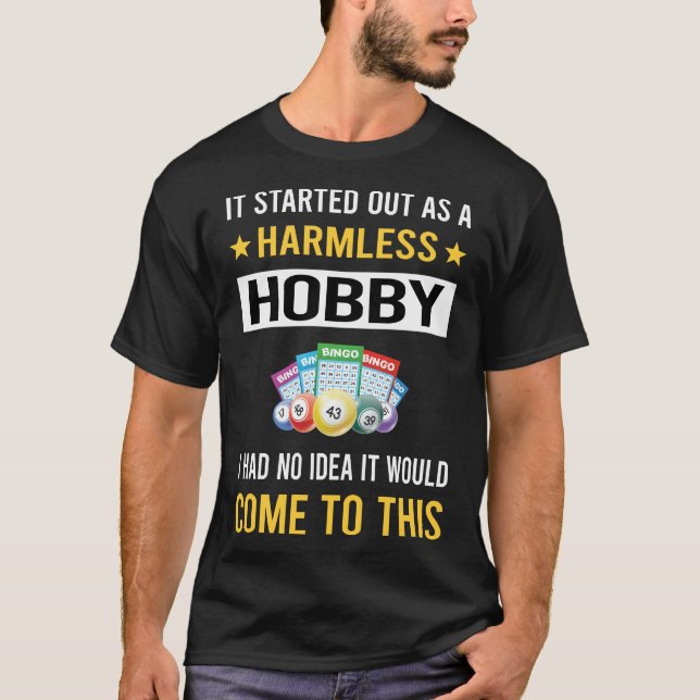 Harmless Hobby Bingo T-Shirt (Front)