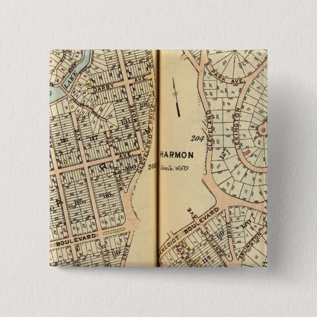 Harmon Park, New York 2 2 Inch Square Button (Front)