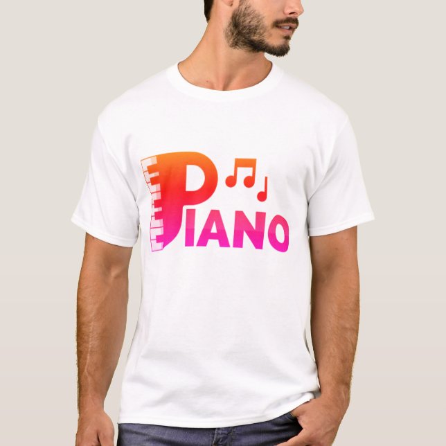Harmonic Notes: Piano Music Design" T-Shirt (Front)