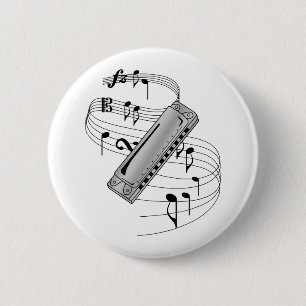 Harmonica 2 Inch Round Button
