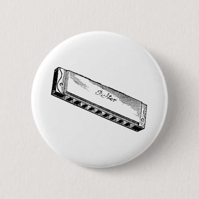 Harmonica/Blues Harp 2 Inch Round Button (Front)