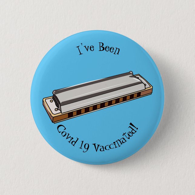 Harmonica cartoon illustration 2 inch round button (Front)