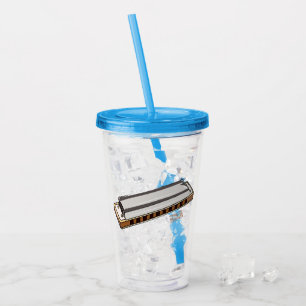 Harmonica cartoon illustration acrylic tumbler