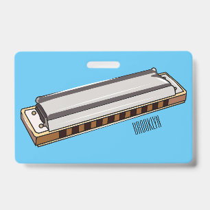 Harmonica cartoon illustration badge