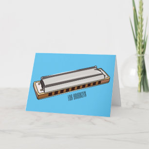 Harmonica cartoon illustration card