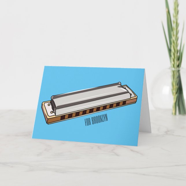 Harmonica cartoon illustration card (Front)