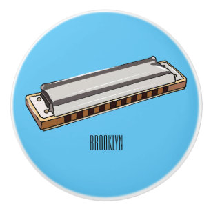 Harmonica cartoon illustration ceramic knob
