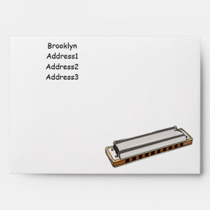 Harmonica cartoon illustration envelope