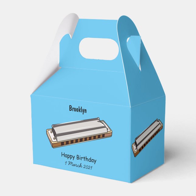 Harmonica cartoon illustration favor box (Front Side)