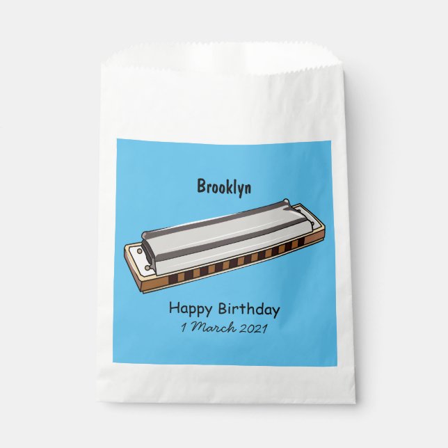 Harmonica cartoon illustration favour bag (Front)