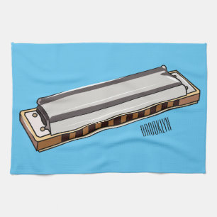 Harmonica cartoon illustration kitchen towel