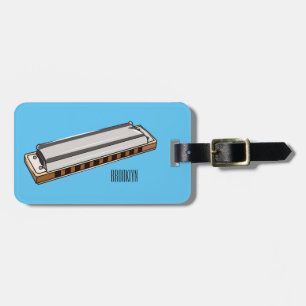 Harmonica cartoon illustration luggage tag