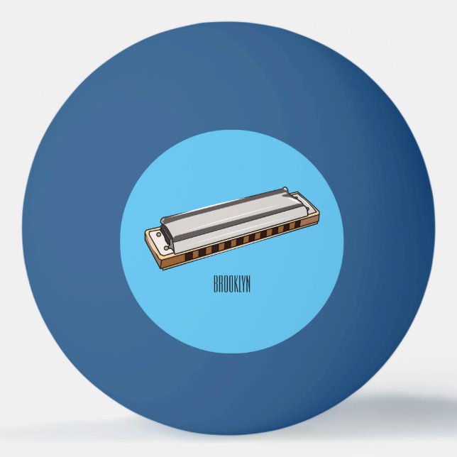 Harmonica cartoon illustration ping pong ball (Front)