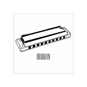 Harmonica cartoon illustration rubber stamp