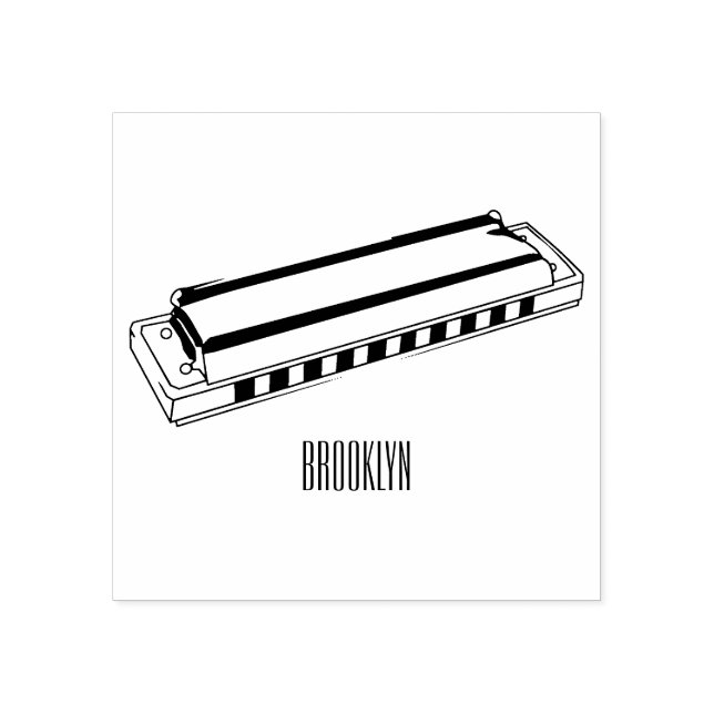 Harmonica cartoon illustration rubber stamp (Imprint)