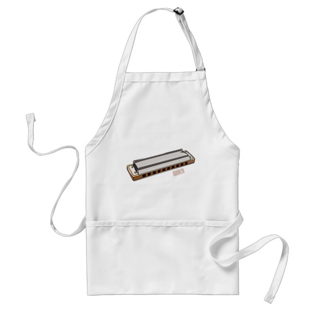Harmonica cartoon illustration standard apron (Front)
