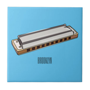 Harmonica cartoon illustration tile
