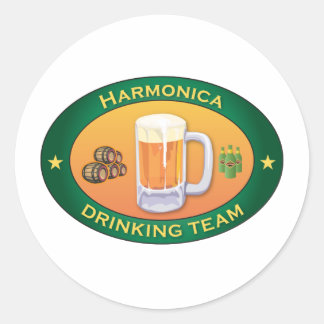 Harmonica Drinking Team Classic Round Sticker
