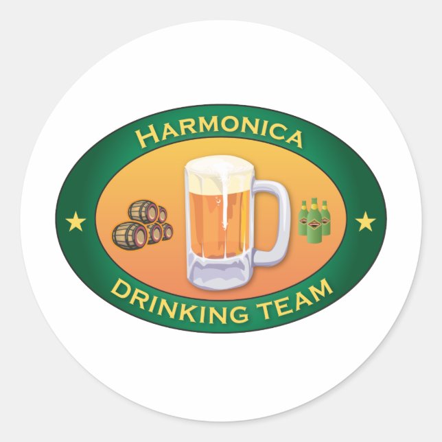 Harmonica Drinking Team Classic Round Sticker (Front)