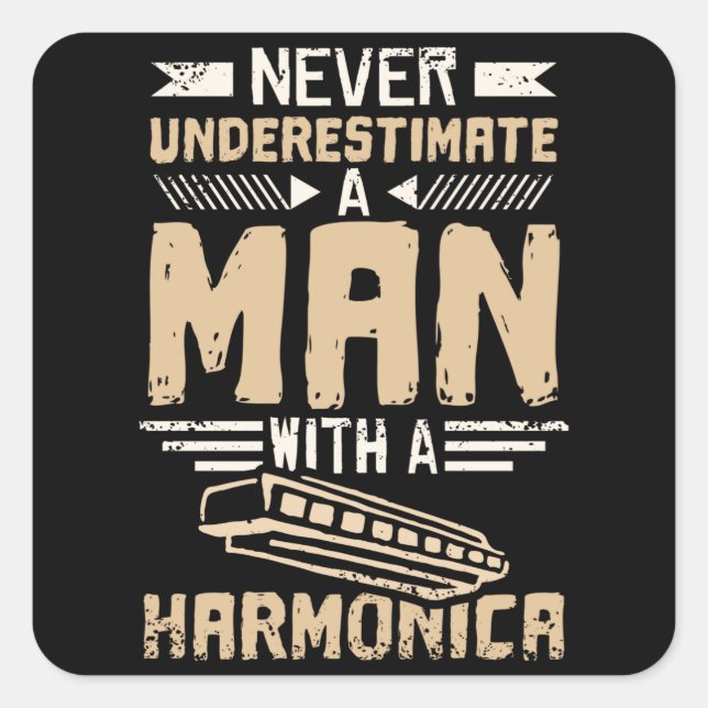 Harmonica Man Square Sticker (Front)