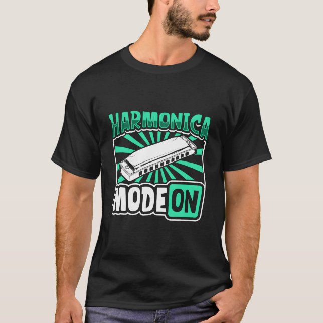Harmonica Mode On Harmonica Player T-Shirt (Front)