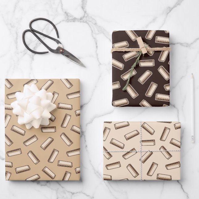 Harmonica Pattern Wrapping Paper Sheet (Front)