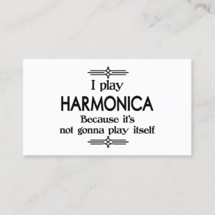 Harmonica - Play Itself Funny Deco Music Business Card