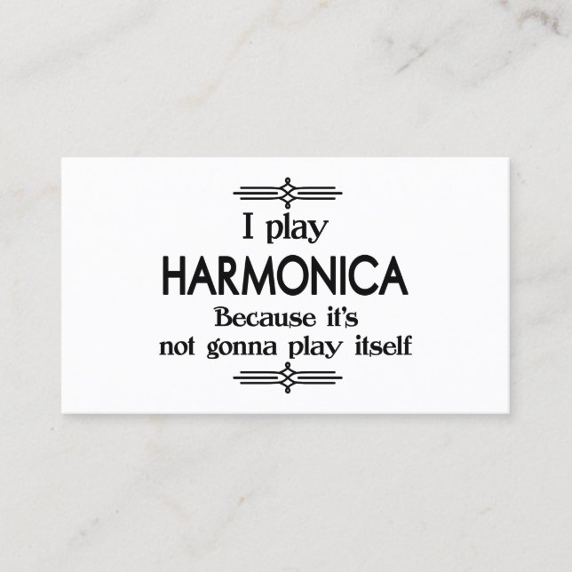 Harmonica - Play Itself Funny Deco Music Business Card (Front)