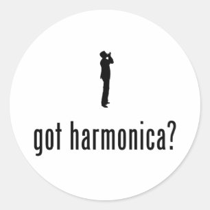 Harmonica Player Classic Round Sticker