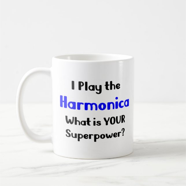 harmonica player coffee mug (Left)