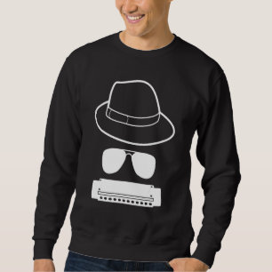 Harmonica Player Hat And Sunglasses Sweatshirt
