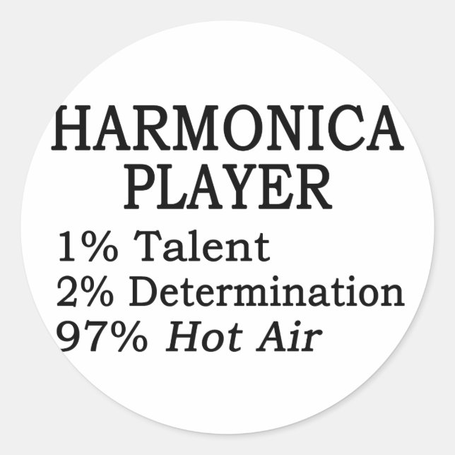 Harmonica Player Hot Air Classic Round Sticker (Front)