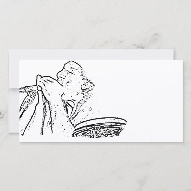 Harmonica Player with drum outline (Front)