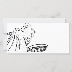 Harmonica Player with drum outline
