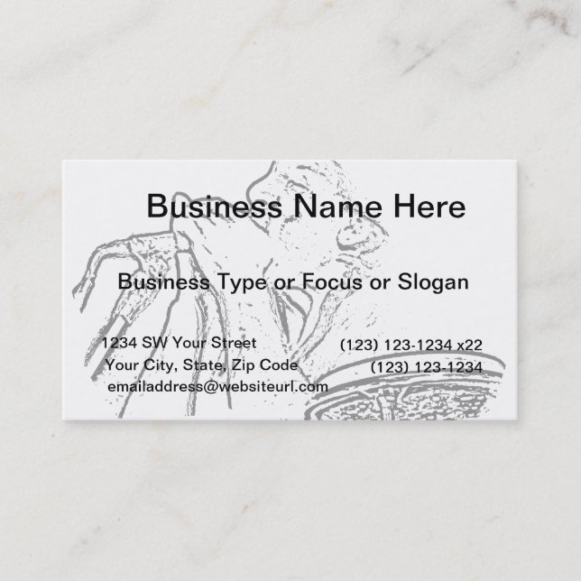 Harmonica Player with drum outline Business Card (Front)
