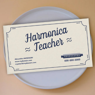 Harmonica Teacher - Vintage Business Card