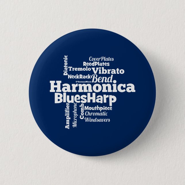 Harmonica Word Cloud 2 Inch Round Button (Front)