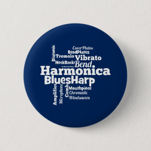 Harmonica Word Cloud 2 Inch Round Button