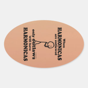 Harmonicas Outlawed Oval Sticker