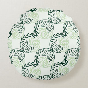 Harmonie Botanique dans Coussin Rond Émeraude