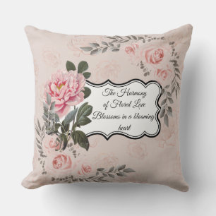 Harmonie Floral Love Designer Rose Coussin