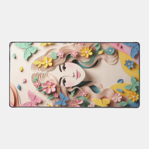 Harmonie Florale Élégante Portrait de Femme en Pap