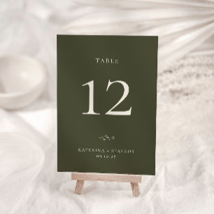 HARMONIE Olive Green Mariage Carte Numéro de table